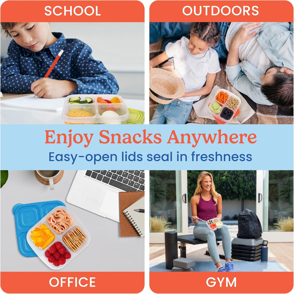 4-Compartment Snack & Meal Prep Containers – BPA-Free Food Storage Set