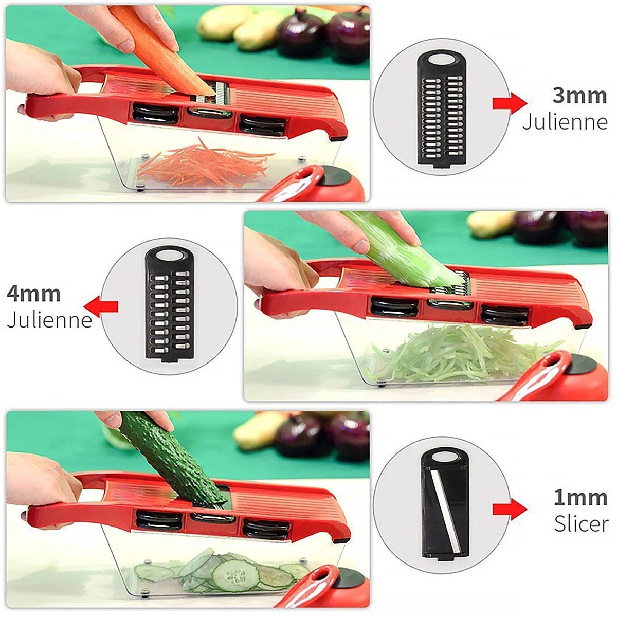 Pro Kitchen Vegetable Chopper – 8-Blade Multi Cutter with Container